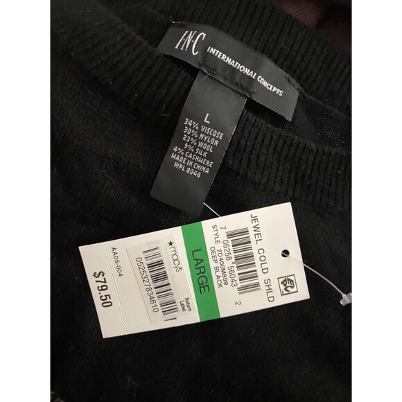 NWT INC Cold Shoulder Jewel Cutout Sweater Large - Picture 2 of 4